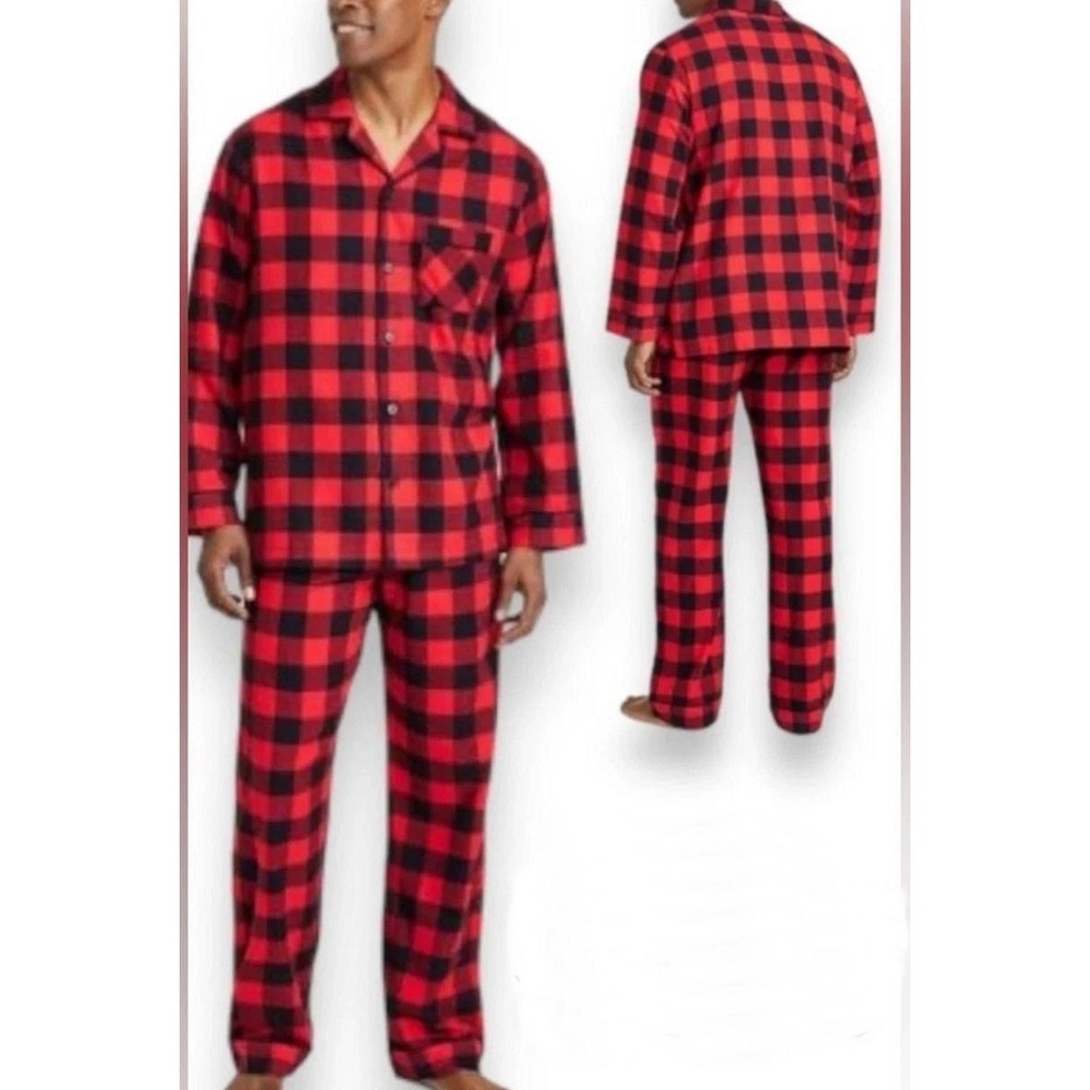 Wondershop Men's Flanell Red & Black Plaid Buffalo Check Pajama Set - 4XL Tall‎